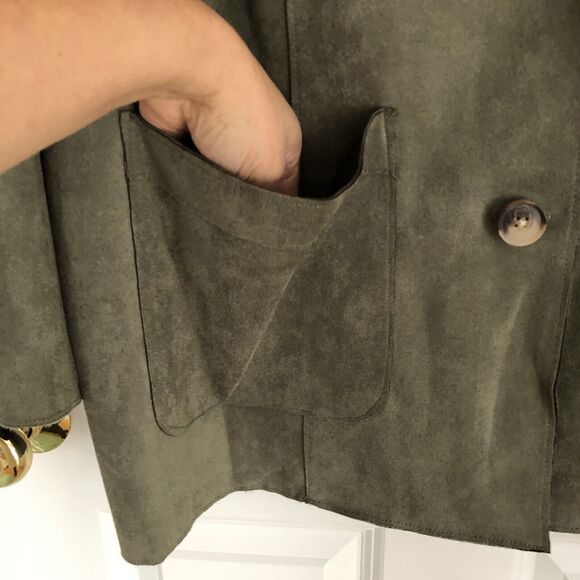 ALFRED DUNNER SIZE XL FAUX SUEDE CAR COAT 2 BUTTON FRONT 2 POCKETS COLLARED NECK - Picture 7 of 9